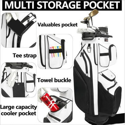 Cart Bag T-Lock 14 Way Full-Length Divider Top Fixed Slots Clubs