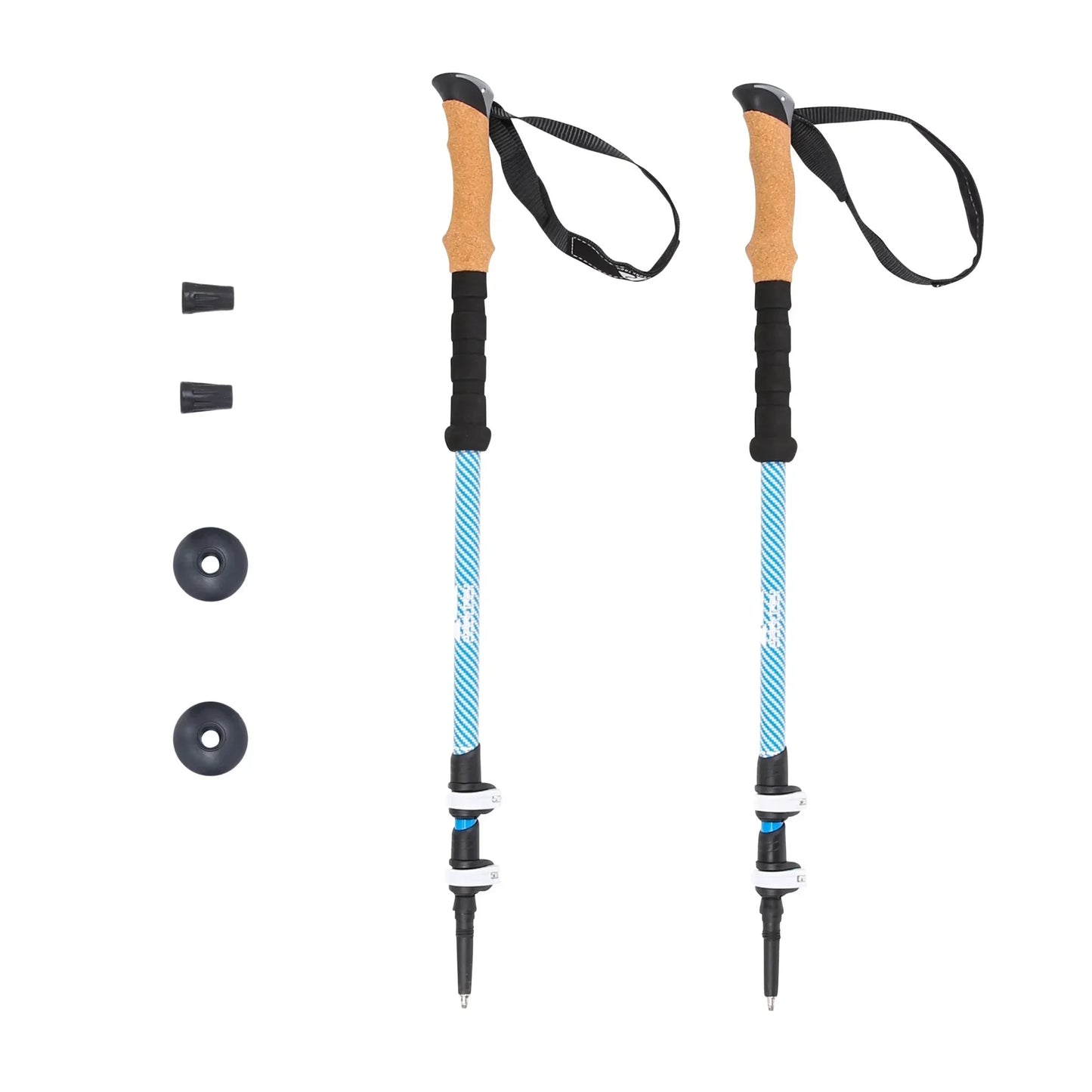 Lightweight Carbon Fiber Trekking Poles Quick Lock Adjustable - 2 Pack with Cork Grip