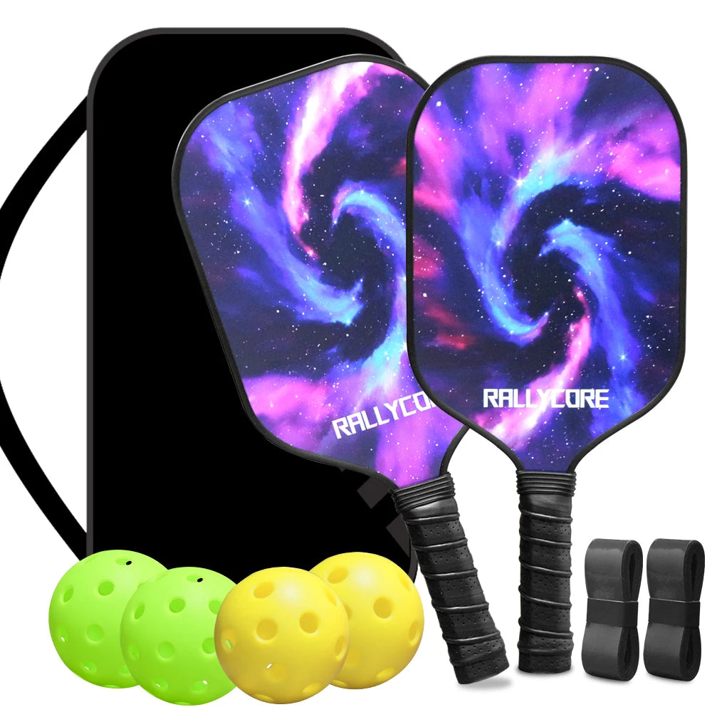 Pickleball Paddles Set of 2, Fiberglass Paddles with Friction Surface