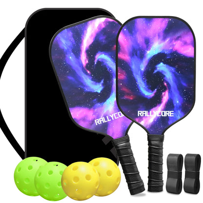 Pickleball Paddles Set of 2, Fiberglass Paddles with Friction Surface