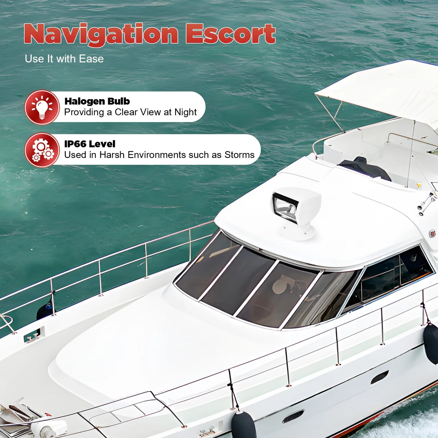 Boat Marine Searchlight| Multi-angled And Long-range Lighting Remote Control | DC 12V