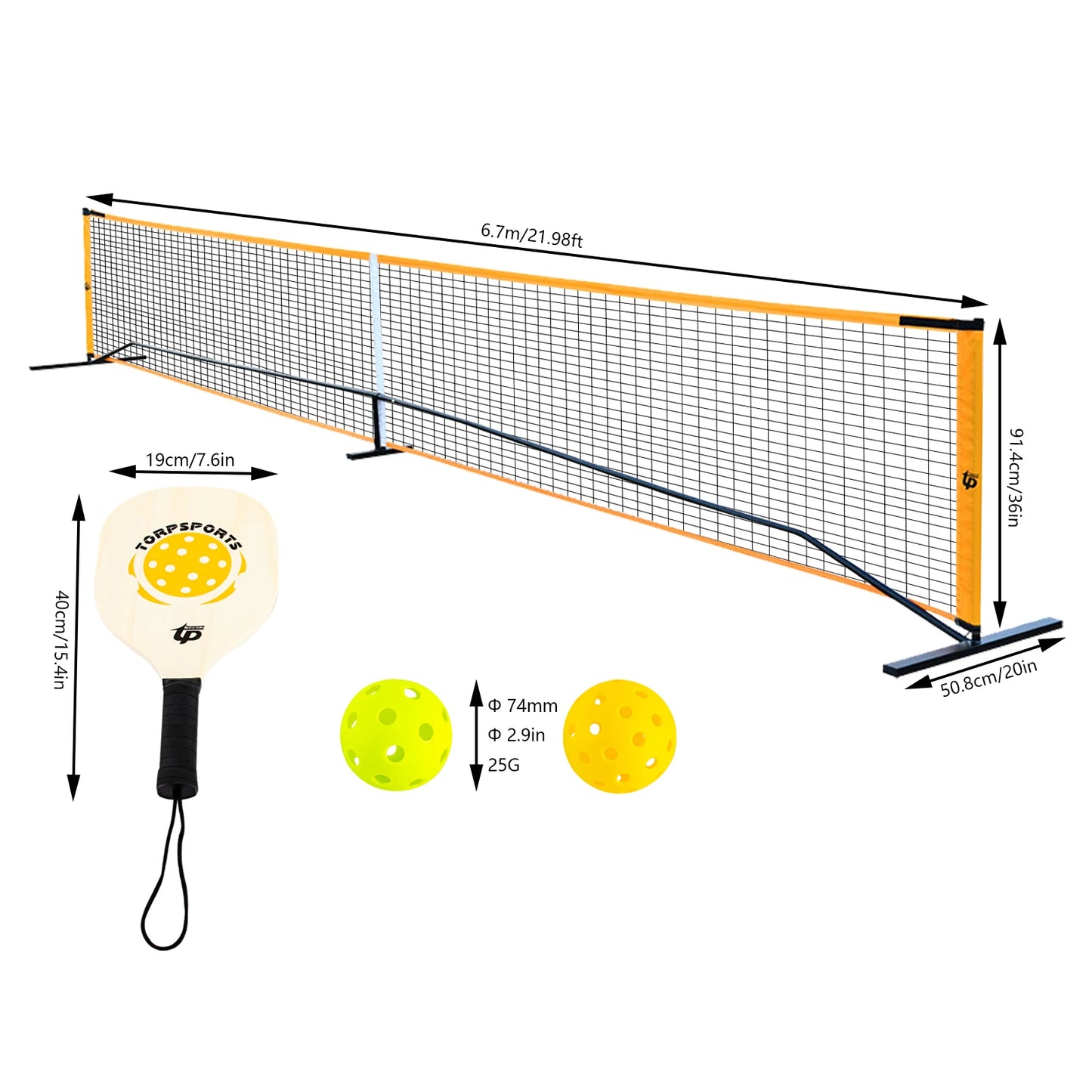 Outdoor Pickleballs and Carry Bag Portable Pickleball Net Set with 4 Pickleball Paddles Pickleball