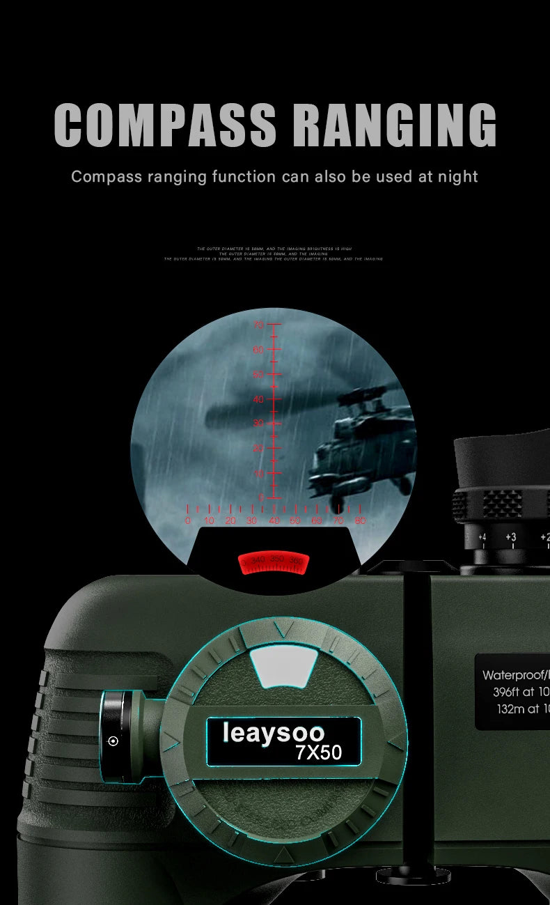 7x50 HD Binoculars High Power Low Light Night Vision Binoculares with Directional Compass Rangefinder