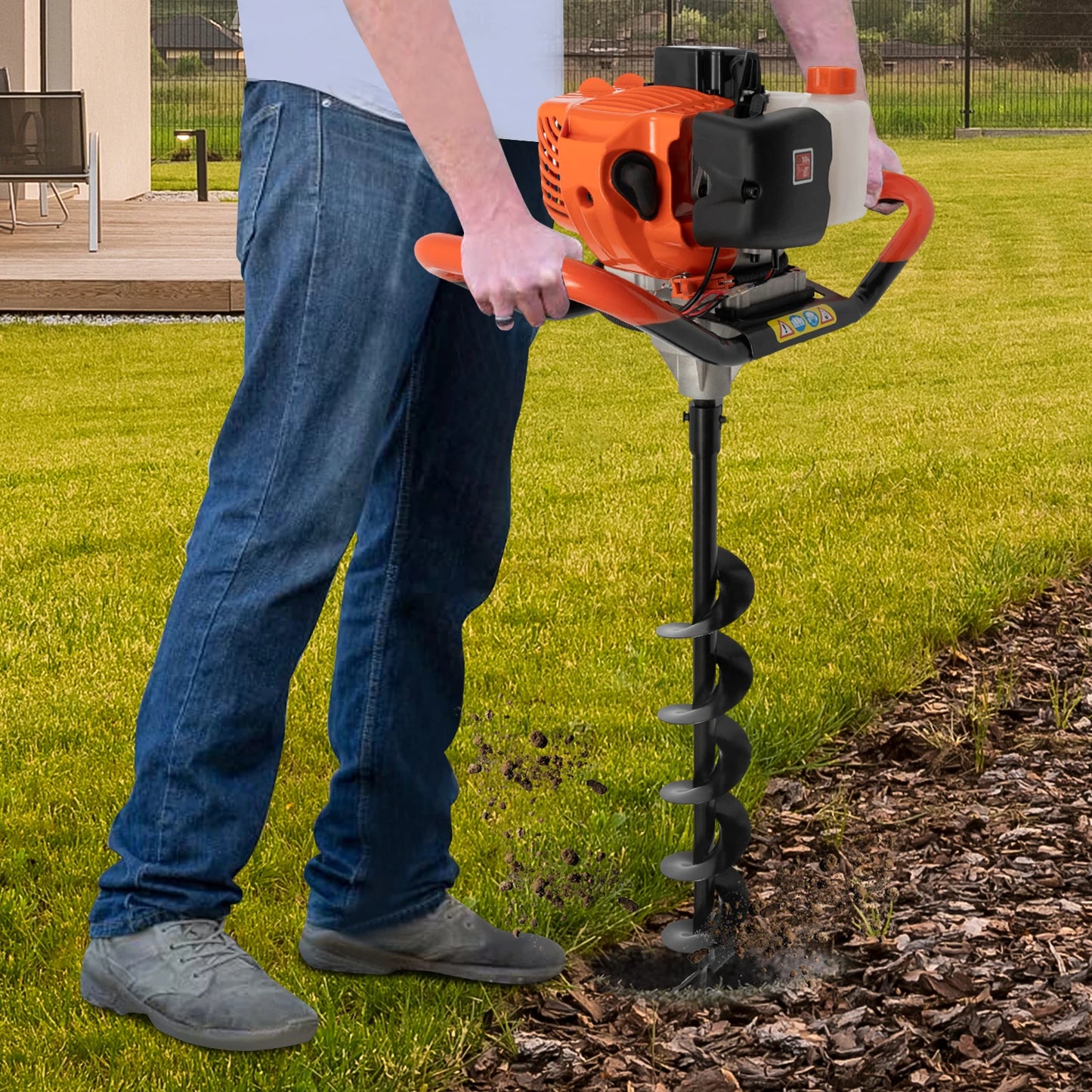 52cc 1460w Electric Post Hole Digger Earth Auger Garden Auger Spiral Earth Drill Bit Auger Drill Bit with 4", 6", 8" FC610g/Kw.H