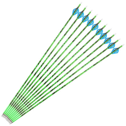 Archery Arrows 30 Inch Camo Mixed Carbon Spine 500 ID6.2mm with Rubber Vanes