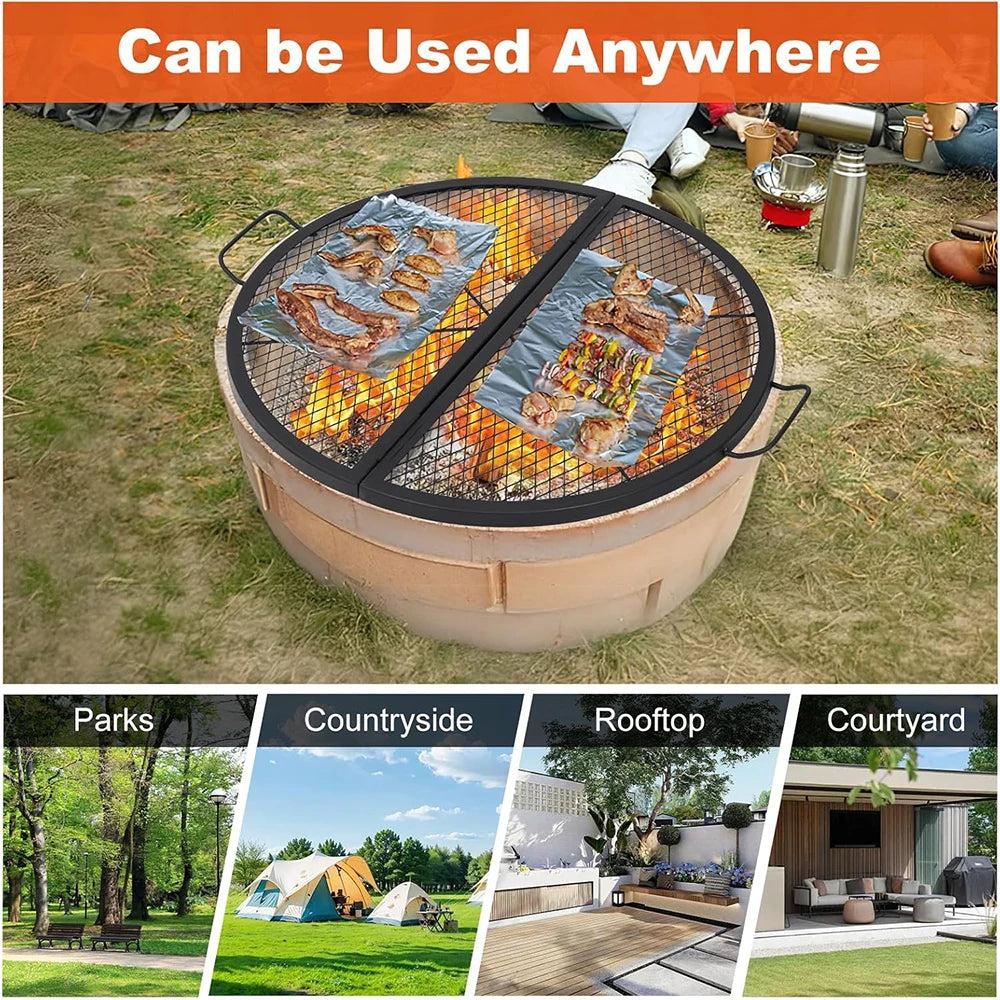 Foldable Fire Pit Cooking Grill Grate,