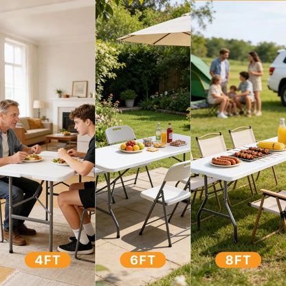 4 FT Folding Picnic Table Easy to Fold and Store, Foldable Table with Carrying Handle