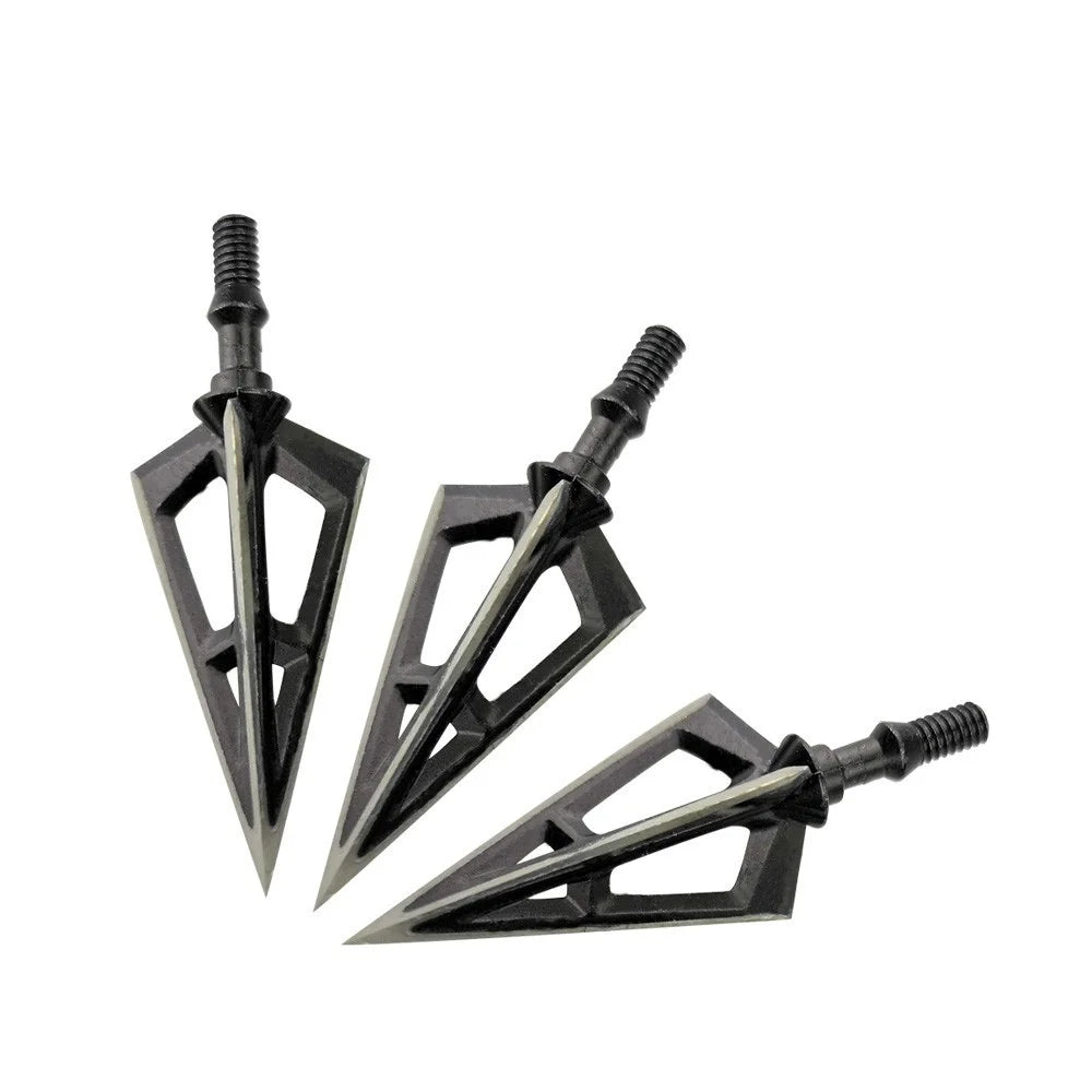 Archery Broadheads 12pcs 100 Grain 3 Fixed Blades Stainless Steel Screw-in