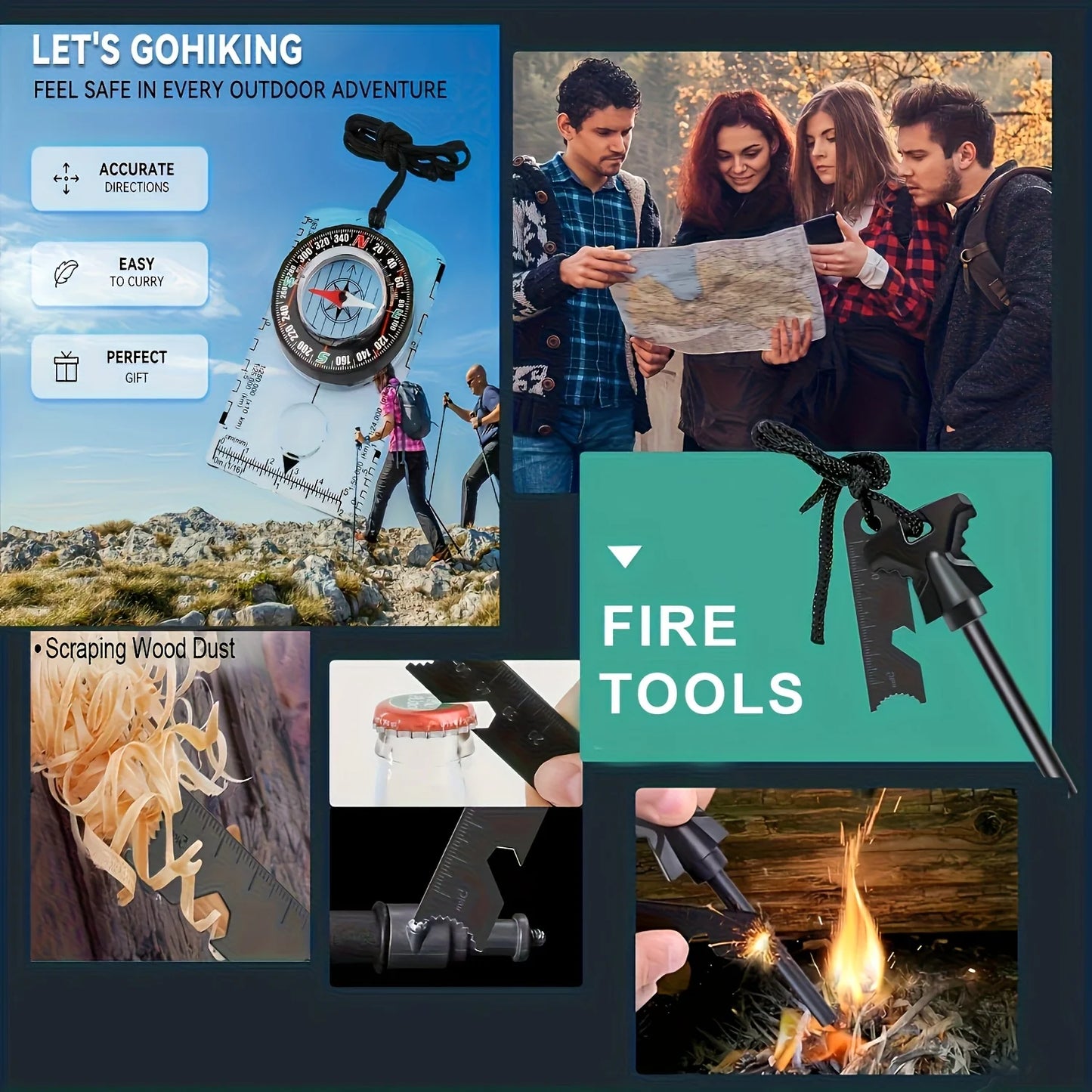 Ultimate Survival Gear Kit, 20-in-1 Emergency Survival Equipment & Tools,  for Camping, Hiking, and Outdoor Adventures