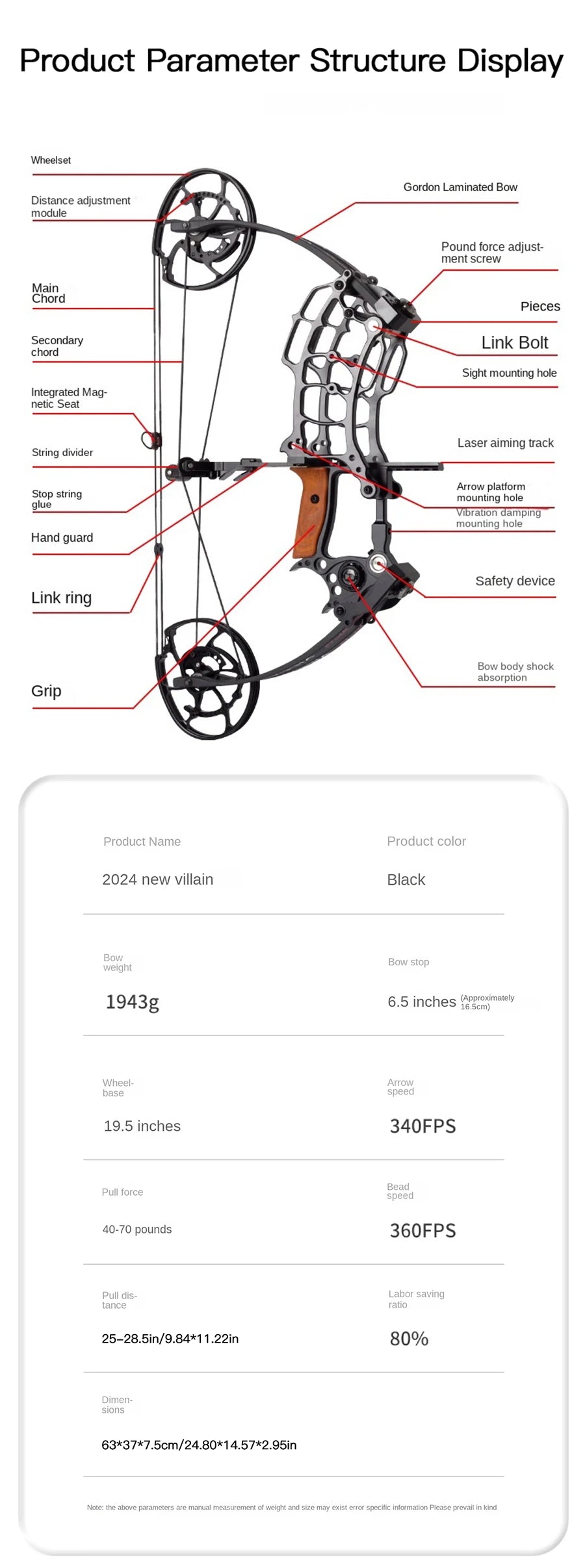 Compound Bow Adjustable Pound Draw Length,Dual-Use (Steel Balls/Arrows)