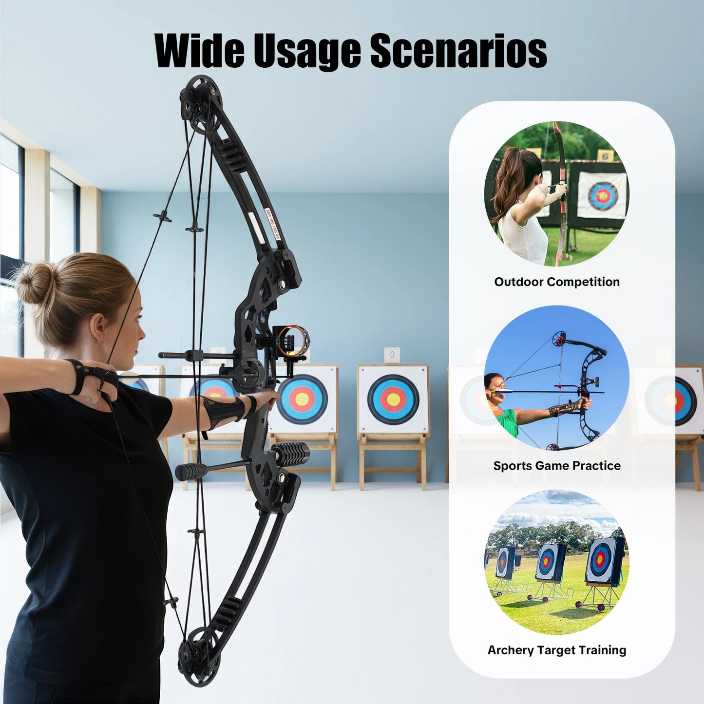 Compound Bow For Adults, Right Hand, Hunting Kit: 3 Pin Lighted Sight For ] Hunting, Training