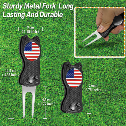 Golf Divot Repair Tool 1 Pack with Magnetic Ball Marker, Foldable