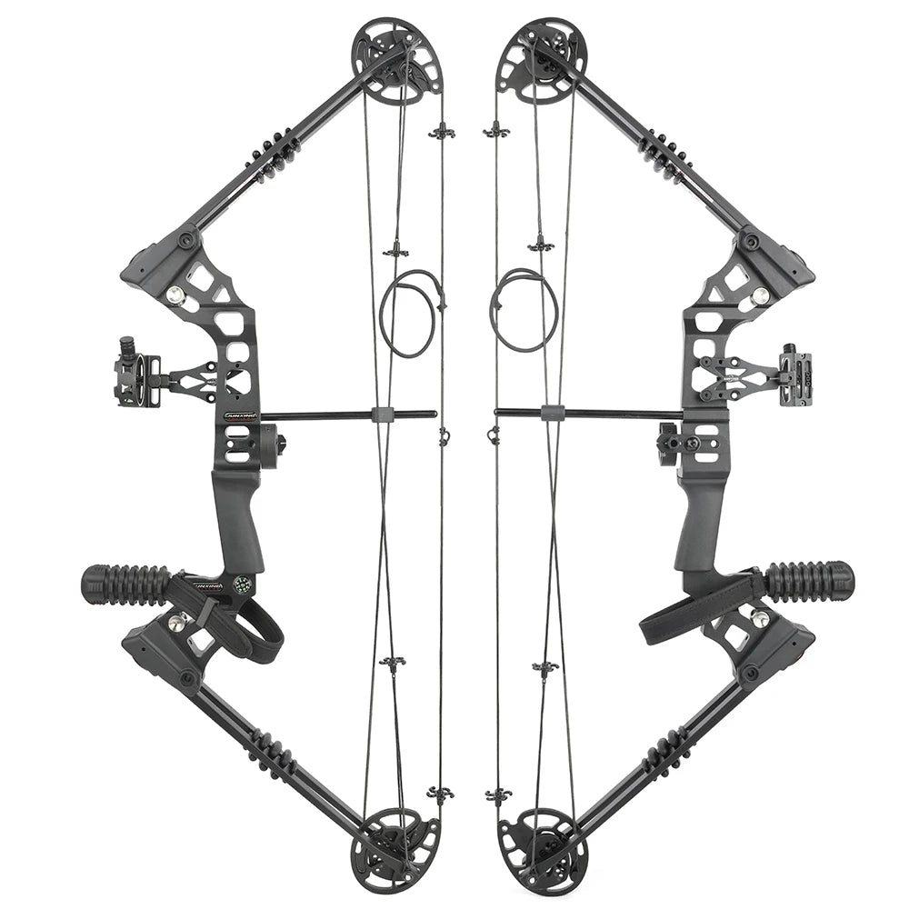 Adjustable Compound Bow Arrow Set with Spine 500 Carbon Arrows 20-70lbs 320FPS High-Strength Alloy Handle RH/LH