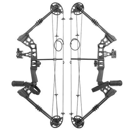 Adjustable Compound Bow Arrow Set with Spine 500 Carbon Arrows 20-70lbs 320FPS High-Strength Alloy Handle RH/LH