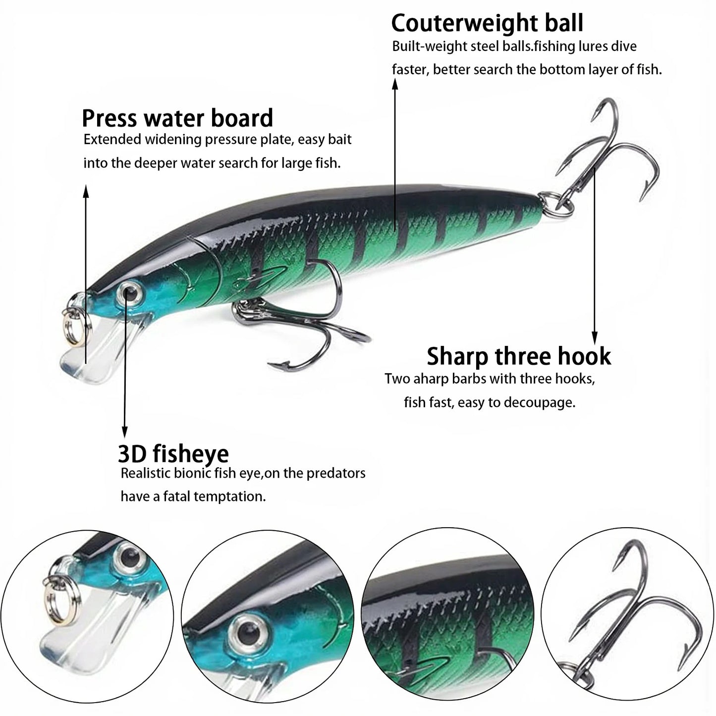 10Pcs Long Tail Minnow Fishing Lure 10cm 9g Floating Hard Bait Artificial Wobbler Crankbait
