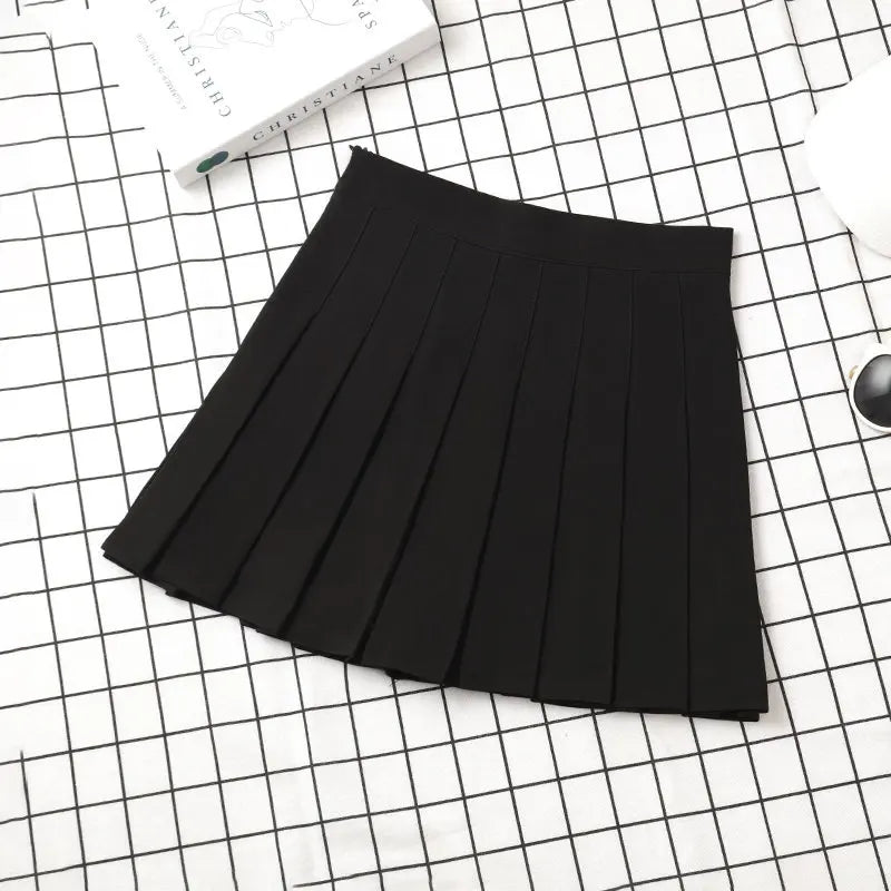 Brown Skirt Ladies 2022 Summer Clothes Women's High Waist  Black Mini Pleated