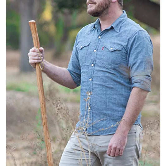 Heavy Duty Wooden Walking Stick  Durable 60 Inch Support Pole with Ergonomic Grip