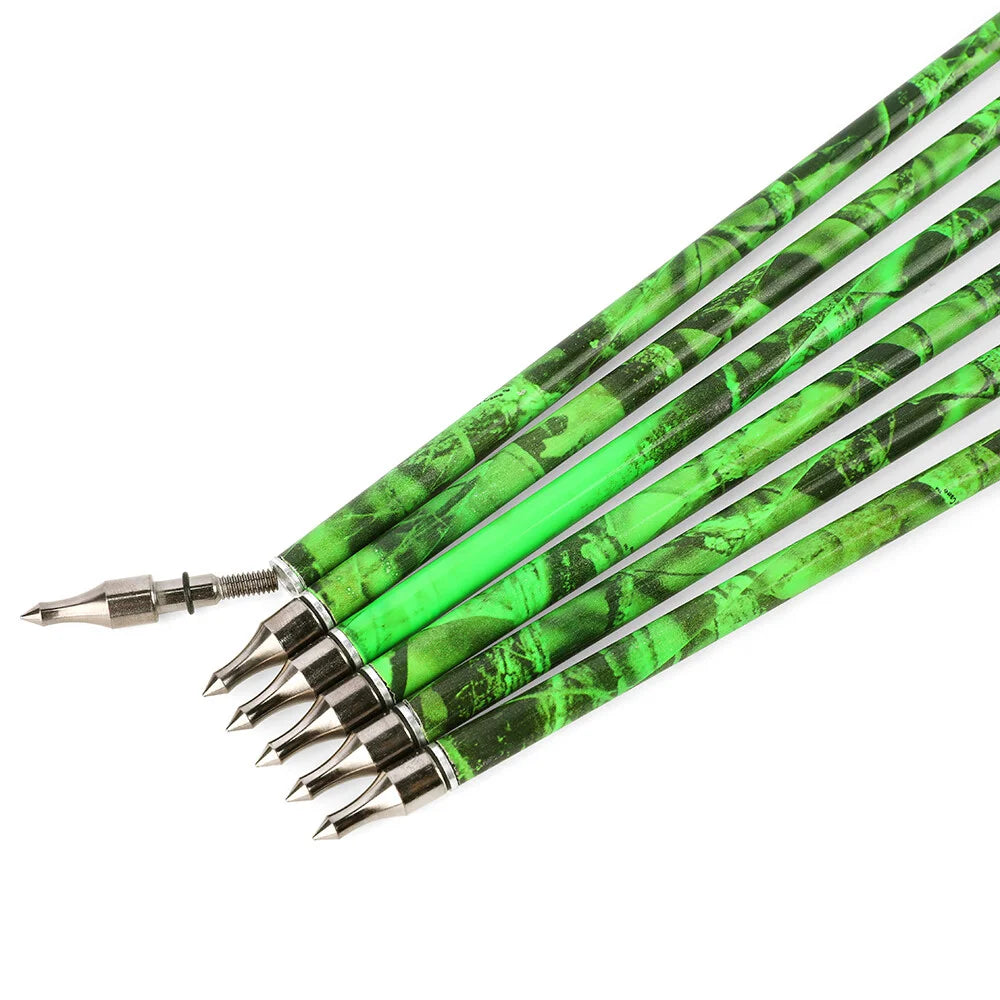 Archery Arrows 30 Inch Camo Mixed Carbon Spine 500 ID6.2mm with Rubber Vanes