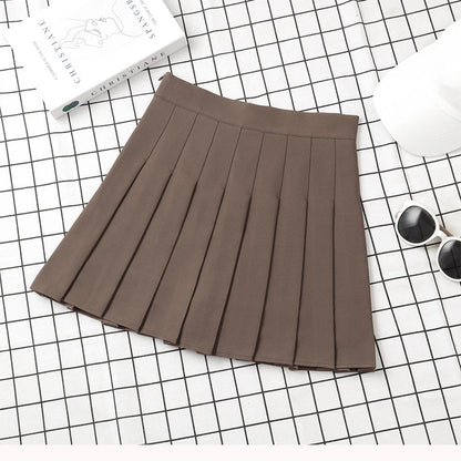 Brown Skirt Ladies 2022 Summer Clothes Women's High Waist  Black Mini Pleated