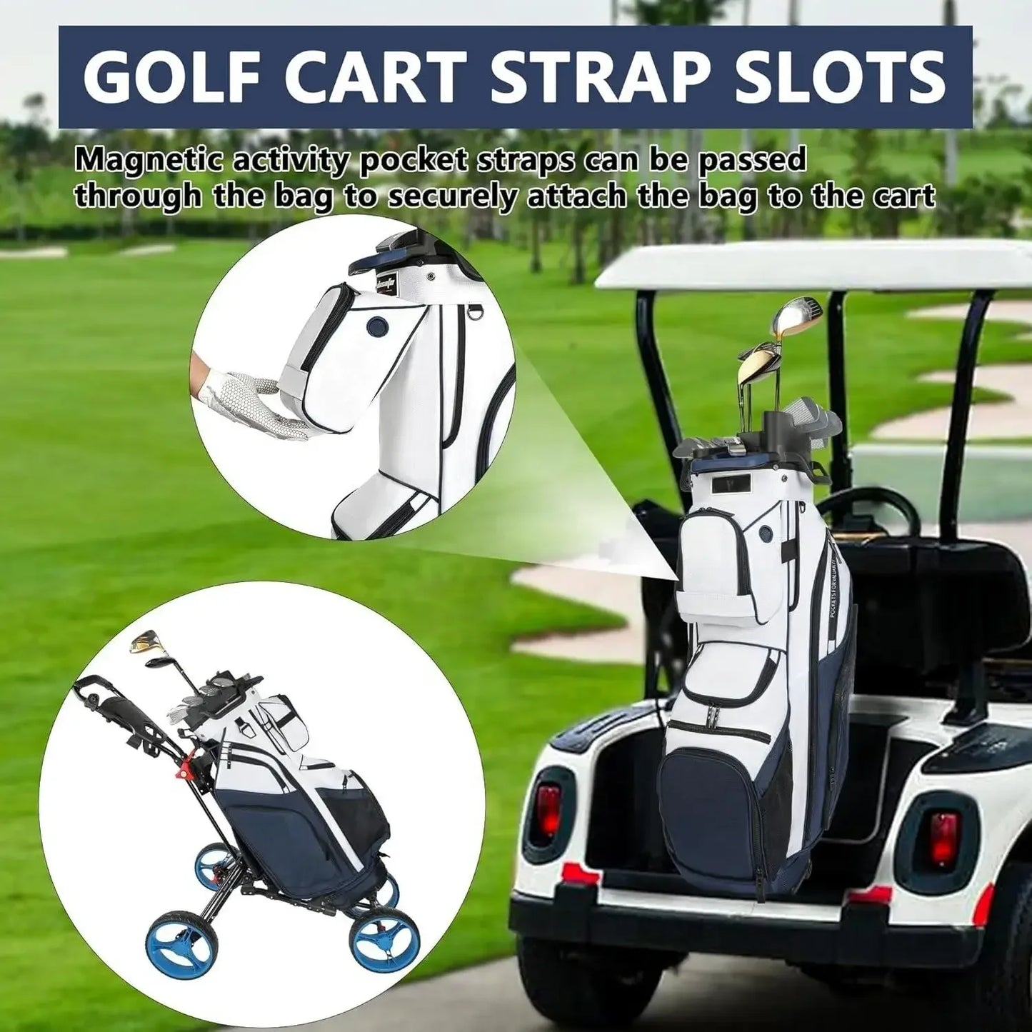 Cart Bag T-Lock 14 Way Full-Length Divider Top Fixed Slots Clubs