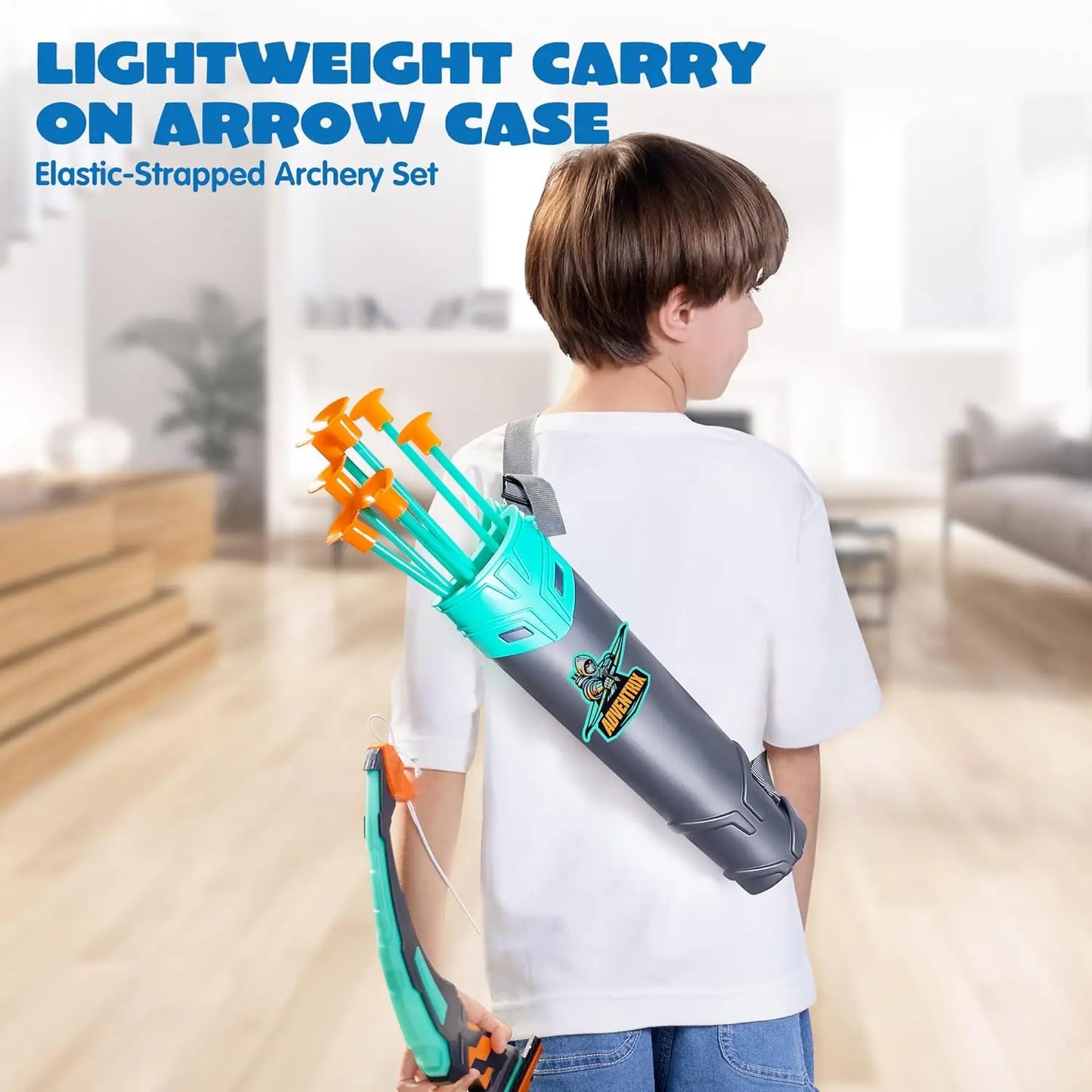 Kids Bow and Arrow Set LED Light Up Archery Toy With 9 Suction Cup Arrows Target for Kid Ages 6-12