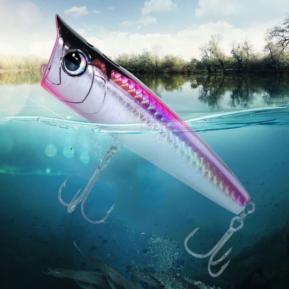 Floating Fishing Lure with Hook Topwater Bubble Baits 3D Eyes Minnow Popper Crank Baits