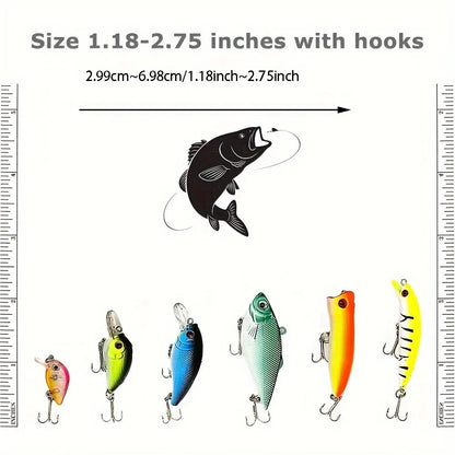 30pcs Fishing Lures Set – Crankbaits, Minnow Baits & Hooks for Freshwater & Saltwater
