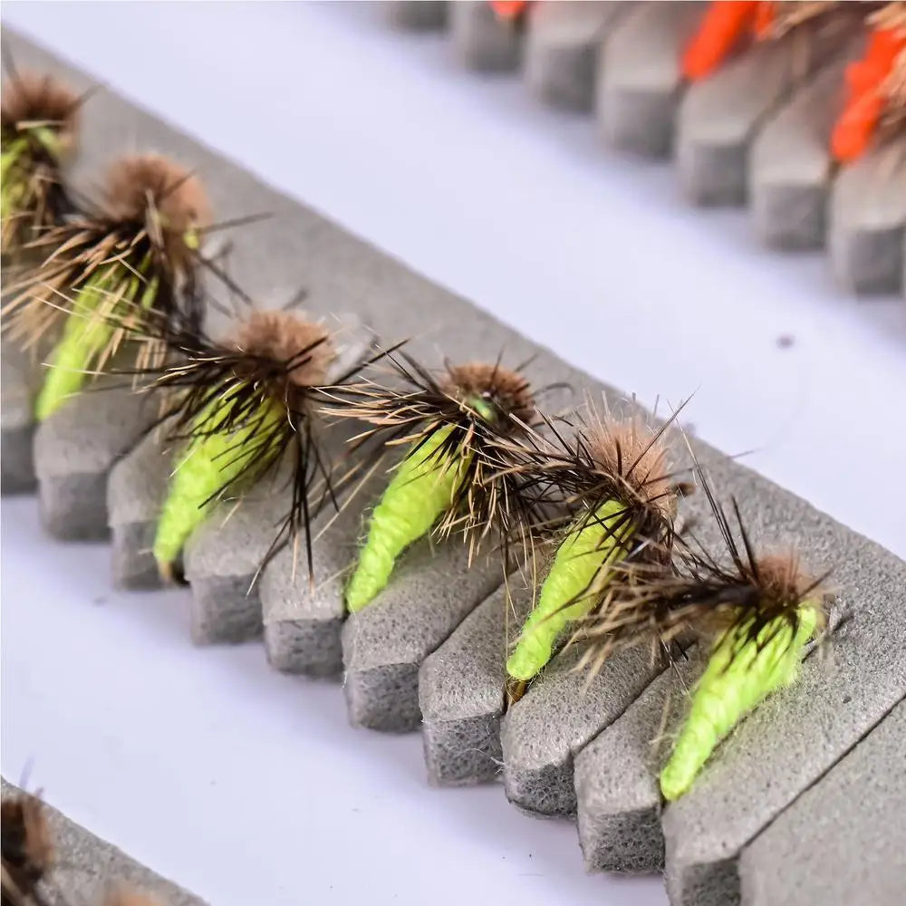 Fly Fishing Lure Kit 50X Artificial Fishing Baits With Storage Box Portable Fly Hook For Bass Trout Walleye Casual Activity Gear
