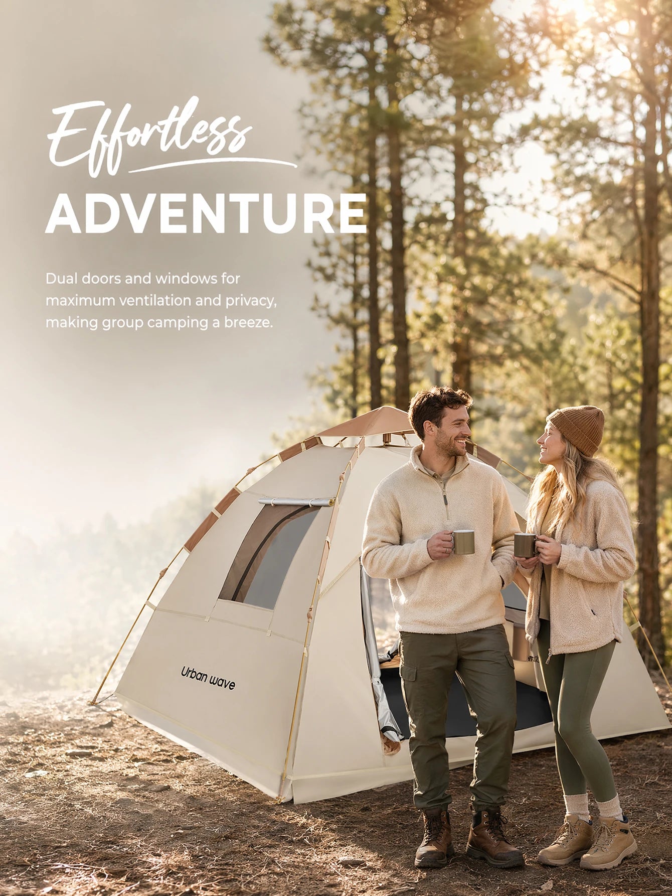 Automatic Pop-up Camping Tent, Windproof, Sunproof, and Waterproof, Portable and Foldable
