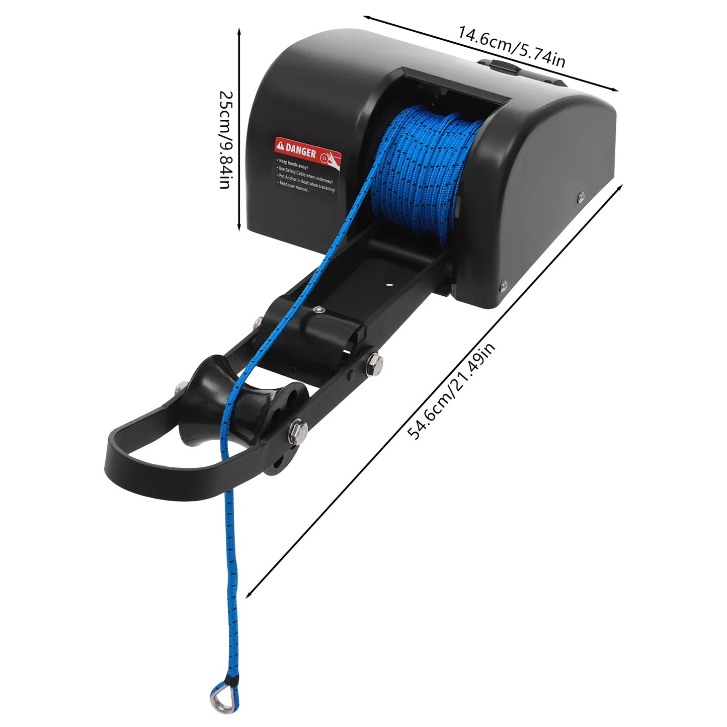 Electric Anchor Winch, 45lbs Capacity, 12V Motor, 100ft Rope, Easy Install