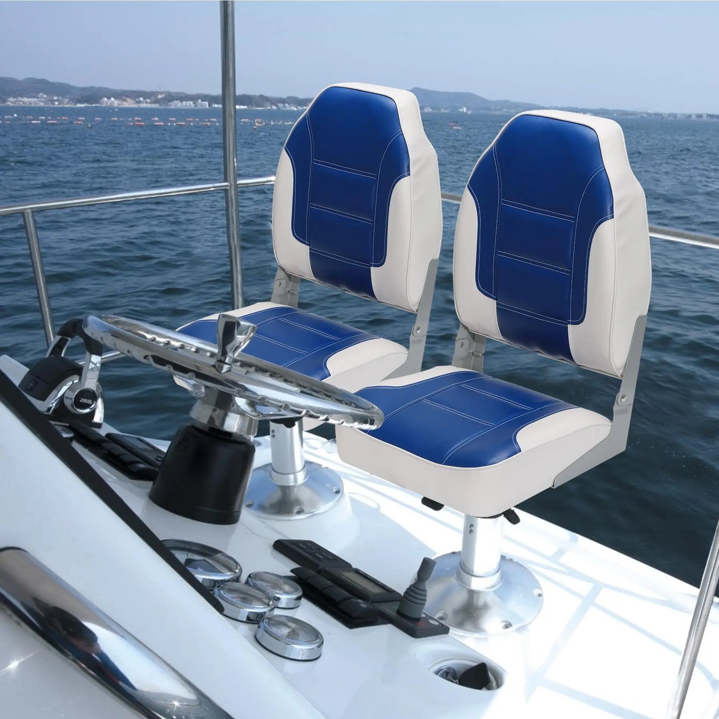 2 Pack Boat Seats, High Back Folding Boat Seats, Stainless Steel Screws & Fold