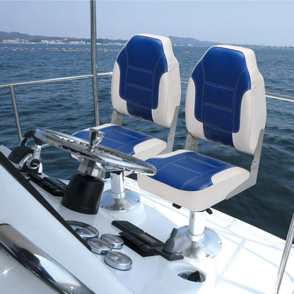 2 Pack Boat Seats, High Back Folding Boat Seats, Stainless Steel Screws & Fold