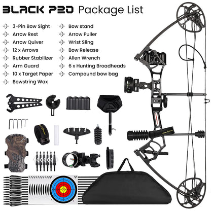 Compound Bow Package for Adults and Teens,0-70 Lbs 25"-31"
