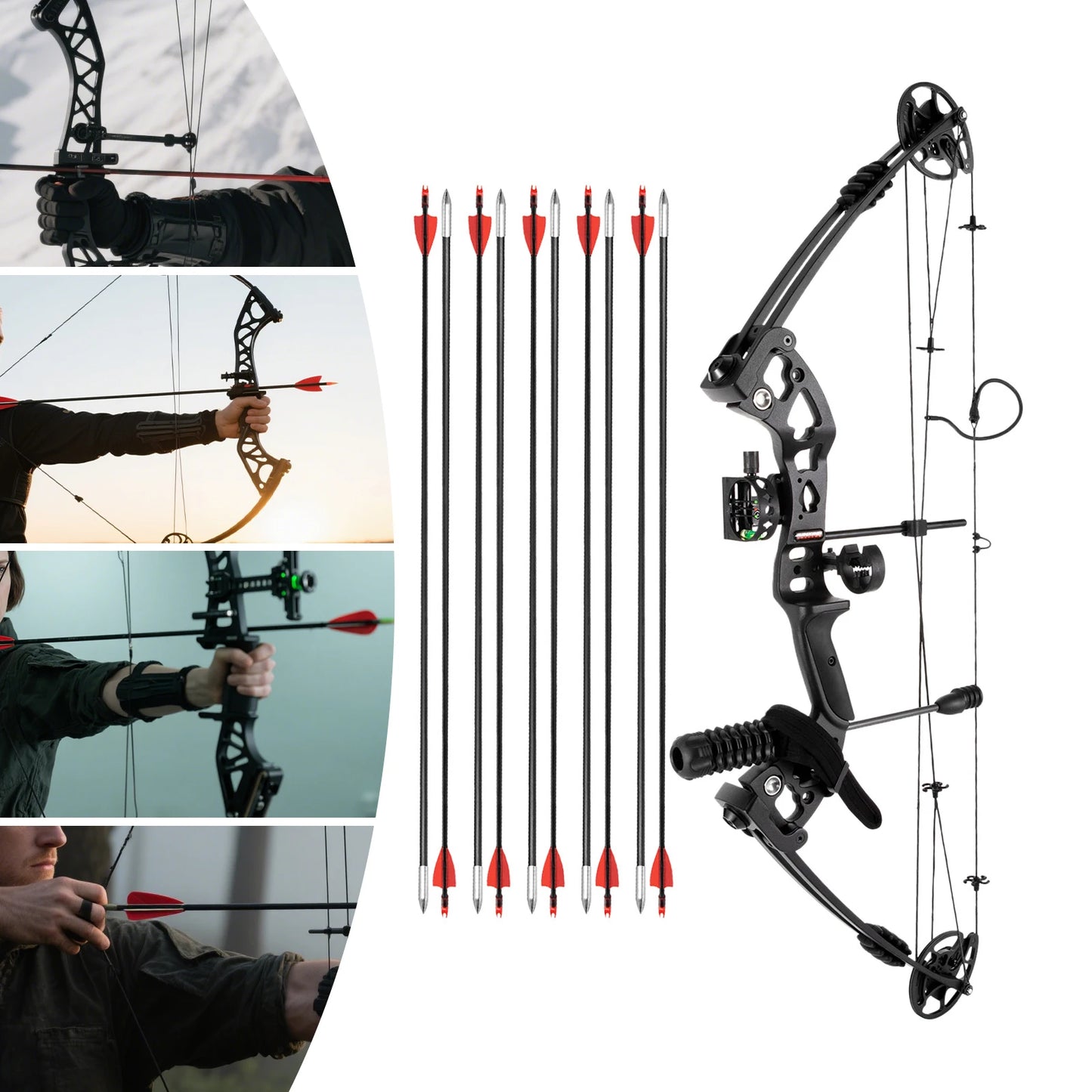 Compound Bow For Adults, Right Hand, Hunting Kit: 3 Pin Lighted Sight For ] Hunting, Training