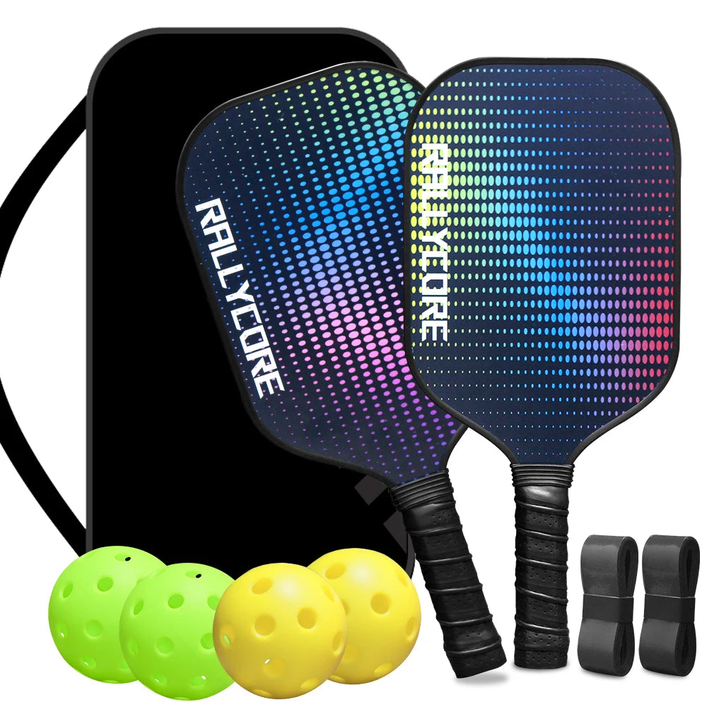 Pickleball Paddles Set of 2, Fiberglass Paddles with Friction Surface