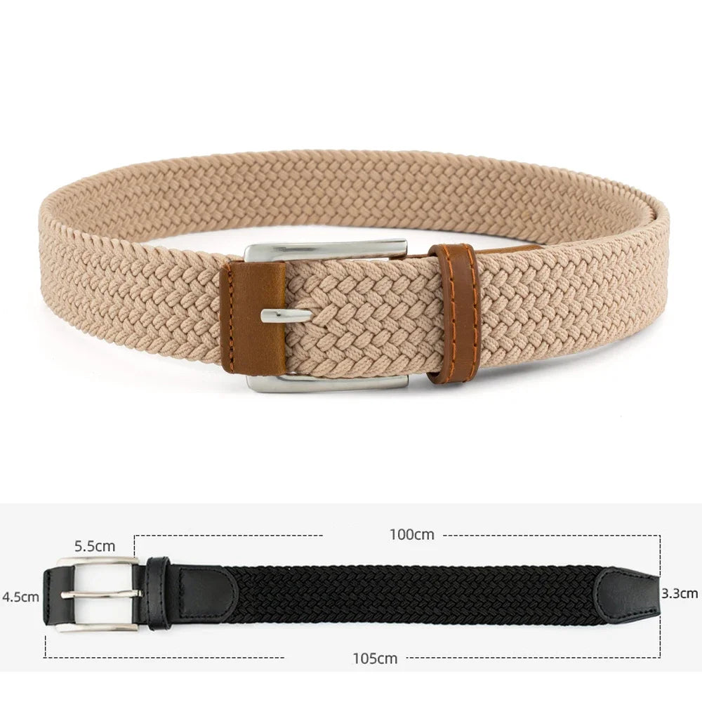 Stretch Woven Breathable Alloy Pin Buckle Belt for Men Women