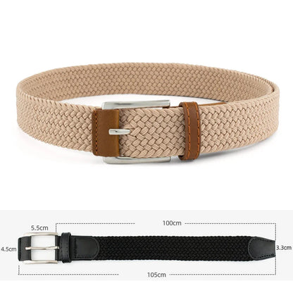 Stretch Woven Breathable Alloy Pin Buckle Belt for Men Women