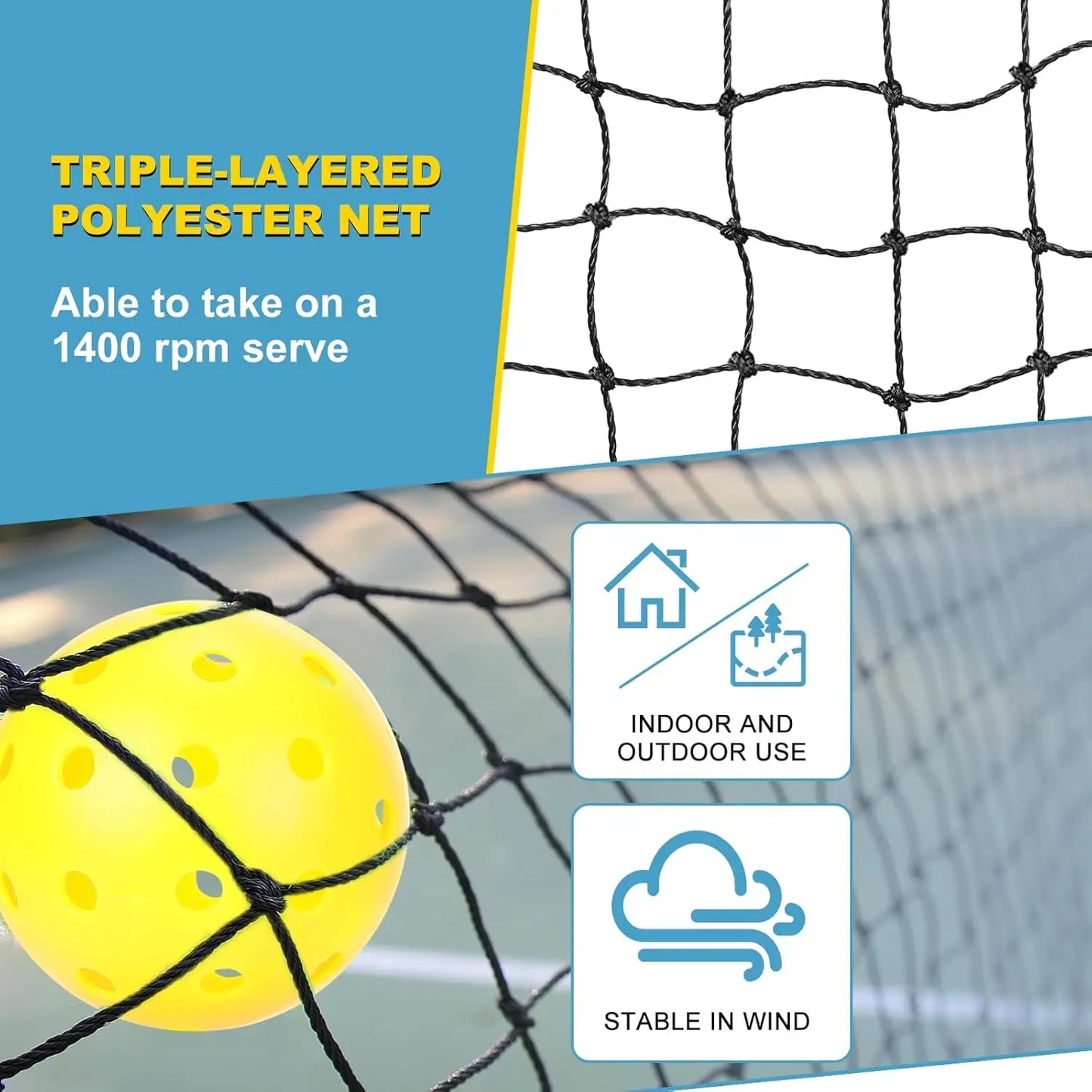 Portable Pickleball Net with Wheels, Ball Collector, 22FT & 11FT Sizes, Carry Bag for Indoor Outdoor Use