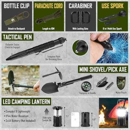 Survival Kit 268 Pcs Emergency Survival Gear and Equipment Supplies with First Aid Kit Camping Axe Headlamp