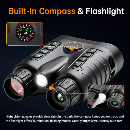 4K Night Vision Binoculars 8x Digital 400m Full Dark Infrared Night Vision for Hunting Camping Boating