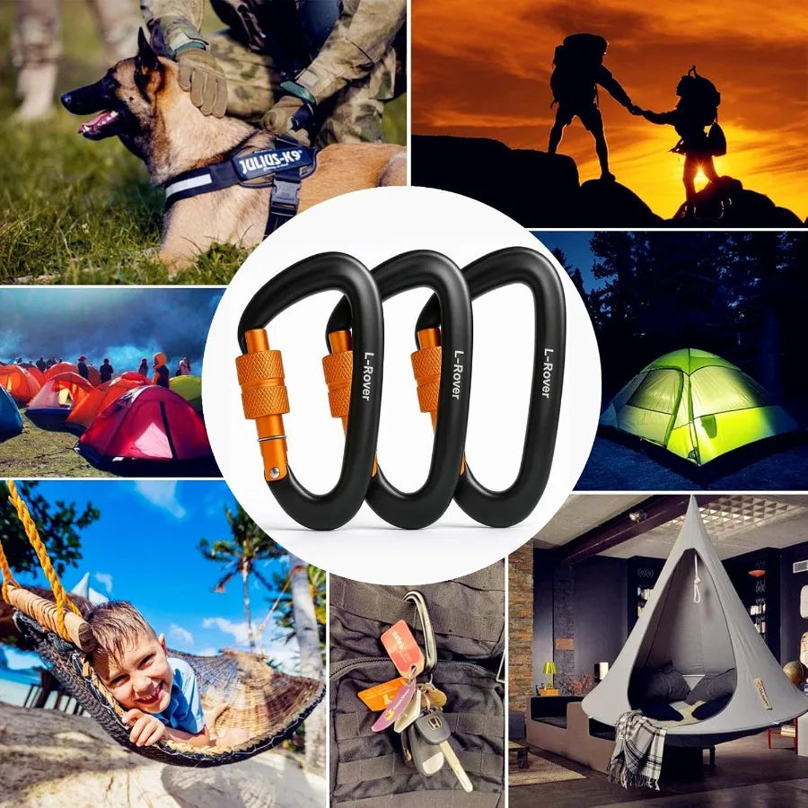 Heavy Duty Locking Carabiner Clips 12kN 2697 lbs  Carabiners