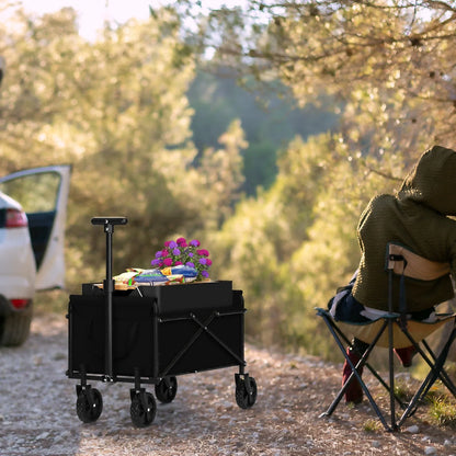 4-Wheel Foldable  Handcart | Heavy-Duty Cargo Transport w/ One-Hand Carry | Portable Foldable Design for Easy Storage