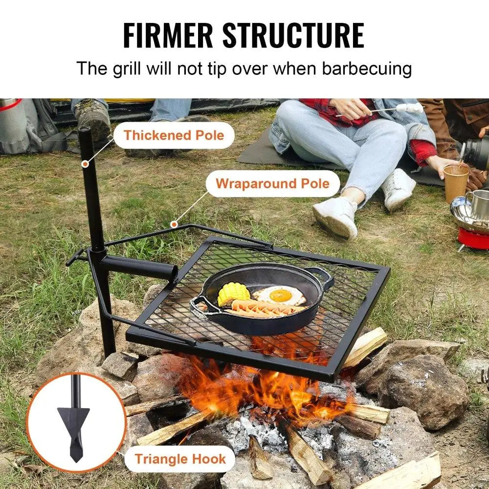 Swivel Fire Pit Grill Grate Heavy Duty Steel Adjustable 360°
