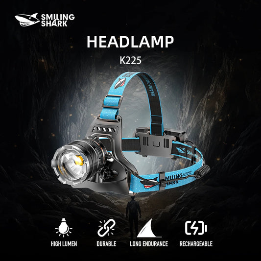 headlamp rechargeable,USB Cable included &Adjustable Headband, Lightweight Headlight