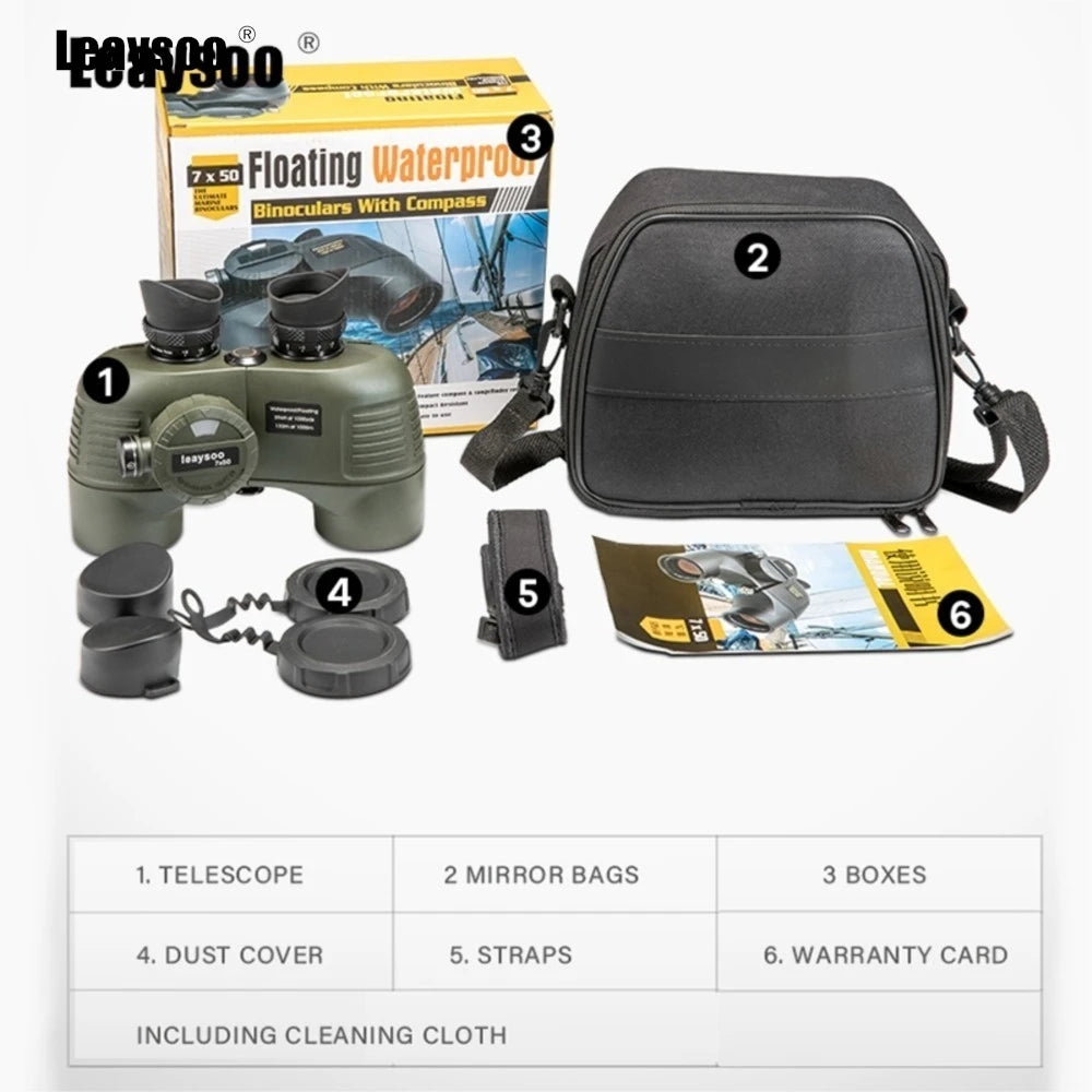 7x50 HD Binoculars High Power Low Light Night Vision Binoculares with Directional Compass Rangefinder