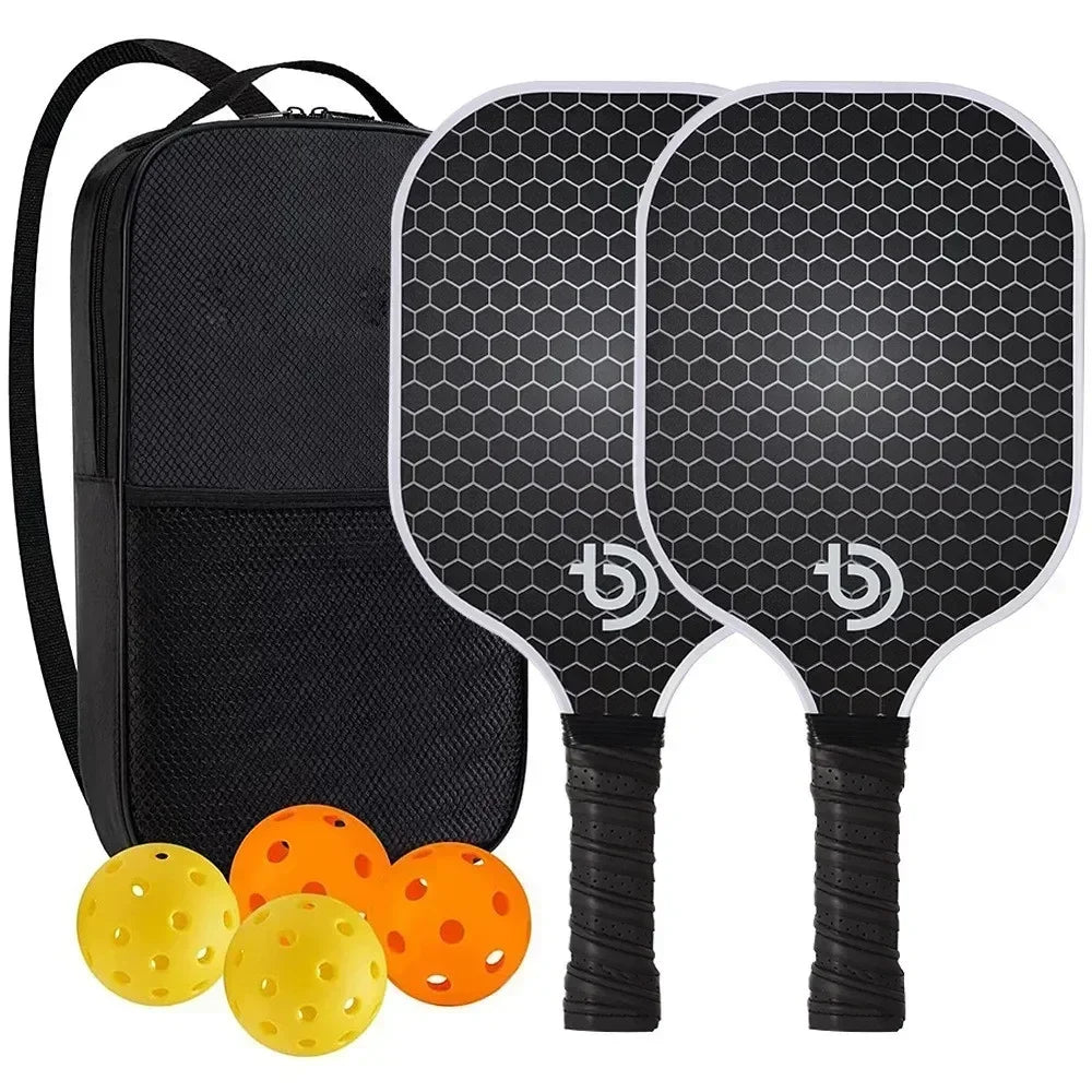 Pickleball Paddles Set Rackets Portable Racket Cover Carrying Bag Gift Kit USAPA Approved, Honeycomb Core 4 Balls