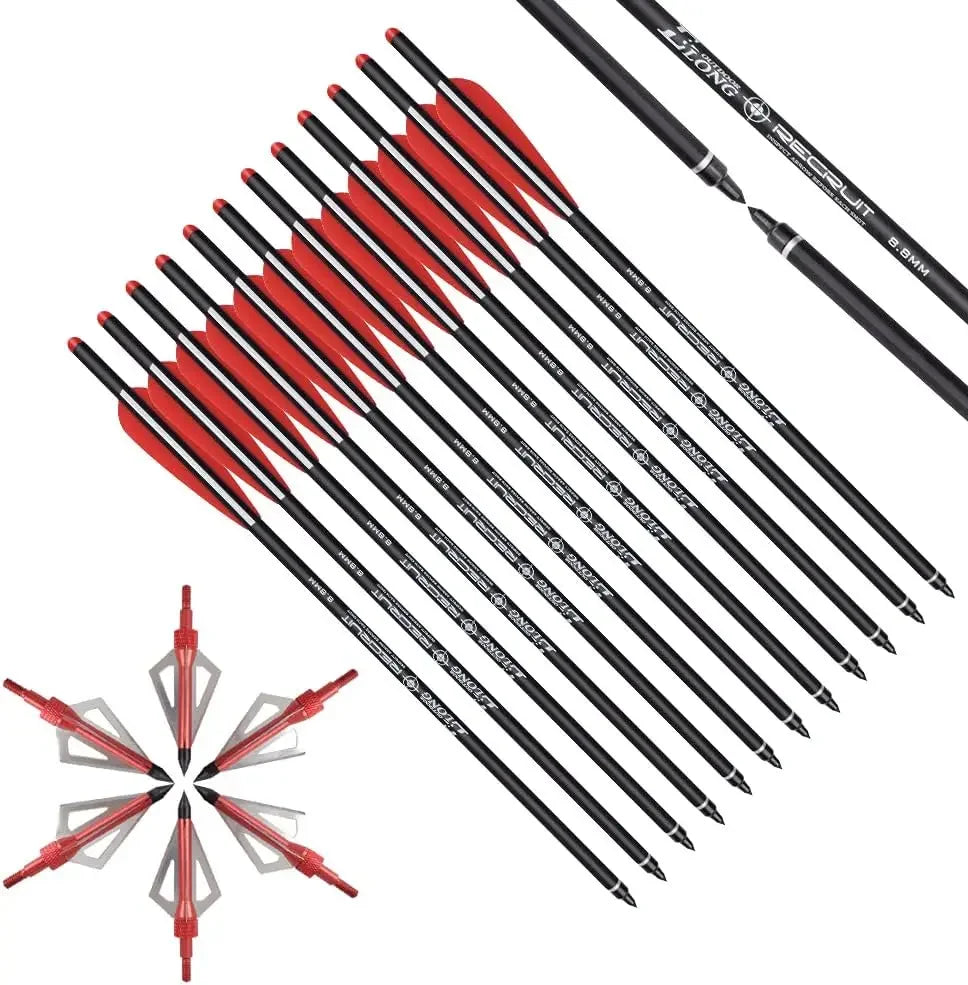 Elong Crossbow Bolts 20 Inch Carbon with Hunting Broadheads 6 Pack,