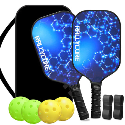 Pickleball Paddles Set of 2, Fiberglass Paddles with Friction Surface