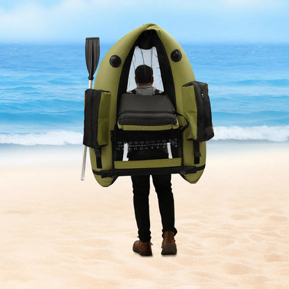 Inflatable Fishing Boat Waterproof Green 130kg/286.6lbs with Hand Air Pump for Fishing