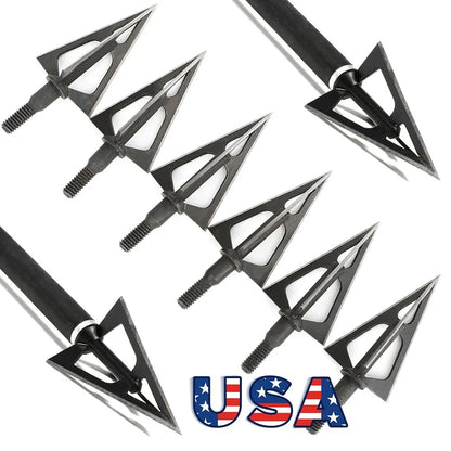 Archery Broadheads 12pcs 100 Grain 3 Fixed Blades Stainless Steel Screw-in